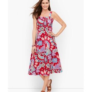 Talbots dress Fantastic Paisley Fit & Flare dress red